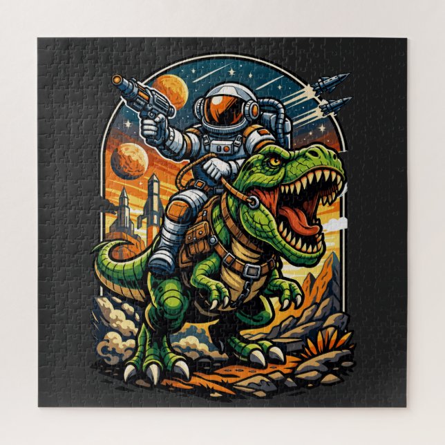 Quebra-cabeça Astronaut Riding a T-Rex – Epic Space Dinosaur (Vertical)