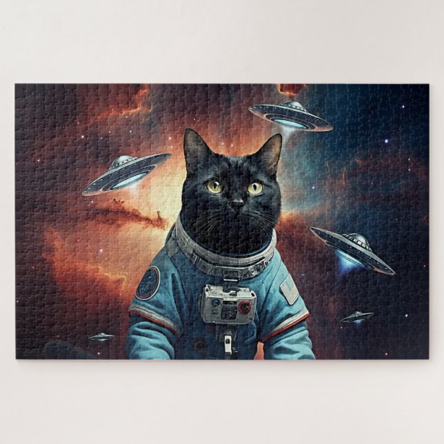 Quebra-cabeça Astronauta de Gatos Galácticos (Horizontal)