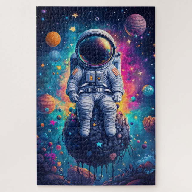 Quebra-cabeça Astronauta em Cena Espacial Colorida (Vertical)