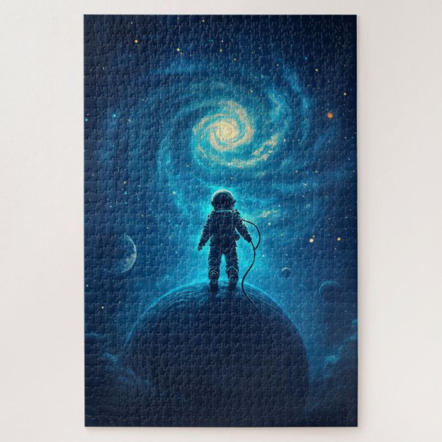 Quebra-cabeça Astronauta Explorando uma Paisagem Cósmica (Vertical)
