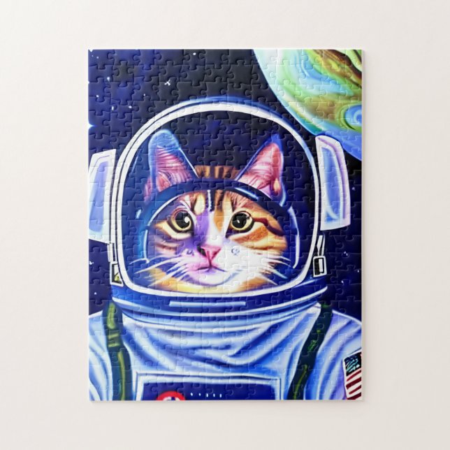 Quebra-cabeça Astronauta Gato no Espaço (Vertical)