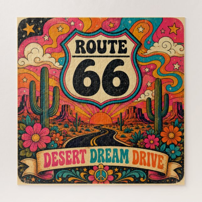 Quebra-cabeça Atividade Groovy Retro da Rota 66 Desert Dream Dri (Vertical)