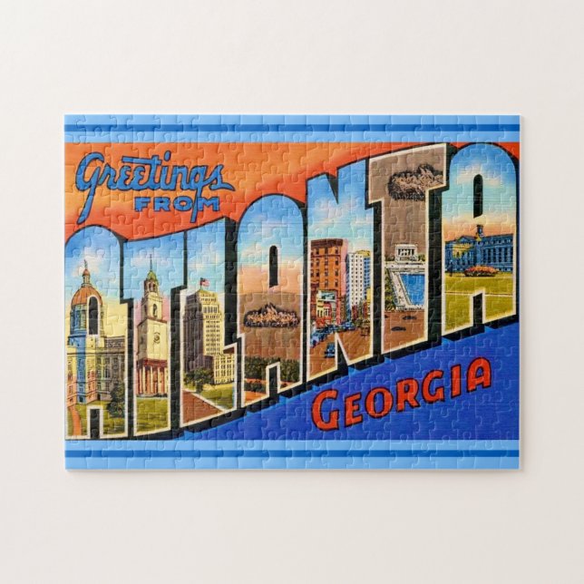 Quebra-cabeça Atlanta Georgia Vintage 11x14 (Horizontal)