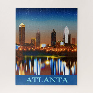 Quebra-cabeça Atlanta Skyline by Night com Reflexões Jigseru P