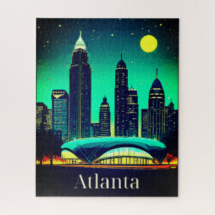 Quebra-cabeça Atlanta Skyline sob um céu noturno estrelado