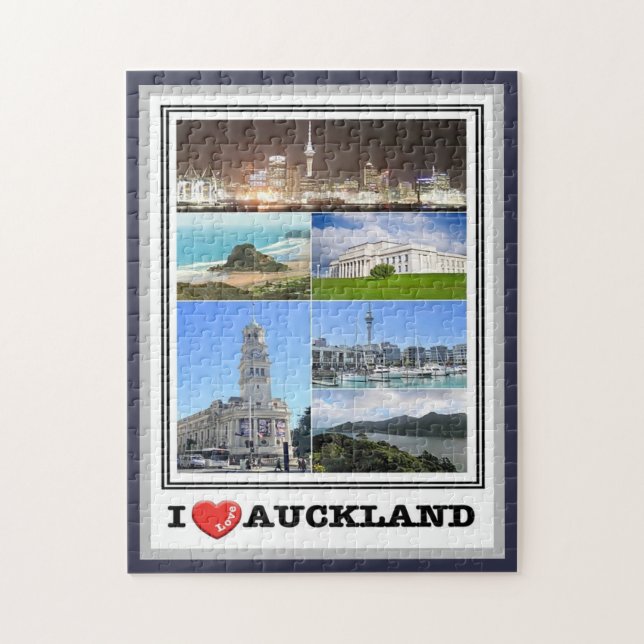 Quebra-cabeça Auckland - Nova Zelândia - I Love - (Vertical)