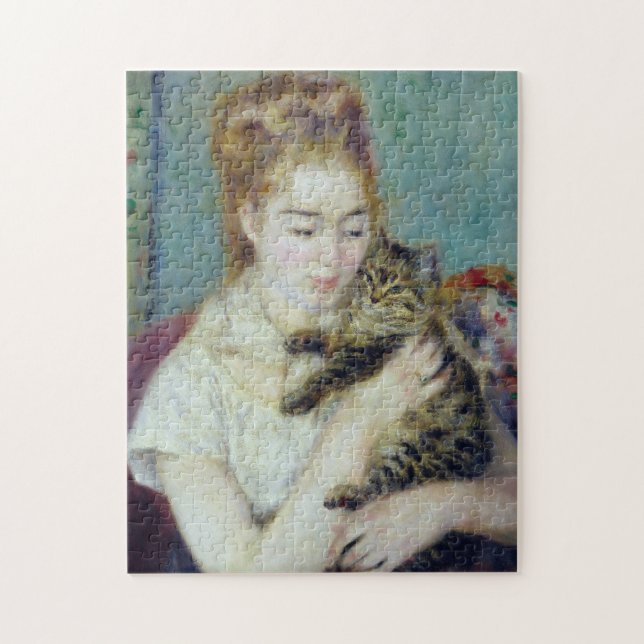 Quebra-cabeça Auguste Renoir - Mulher Com Um Gato (Vertical)