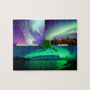 Quebra-cabeça Aurora boreal da colagem de Alaska
