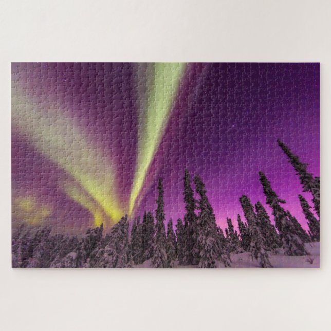 Quebra-cabeça Aurora Boreal Luzes do Norte Fairbanks Alasca (Horizontal)