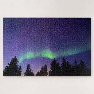 Quebra-cabeça Aurora Borealis & Árvores   Manitoba, Canadá