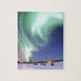 Quebra-cabeça Aurora Borealis, ou aurora boreal, Alaska