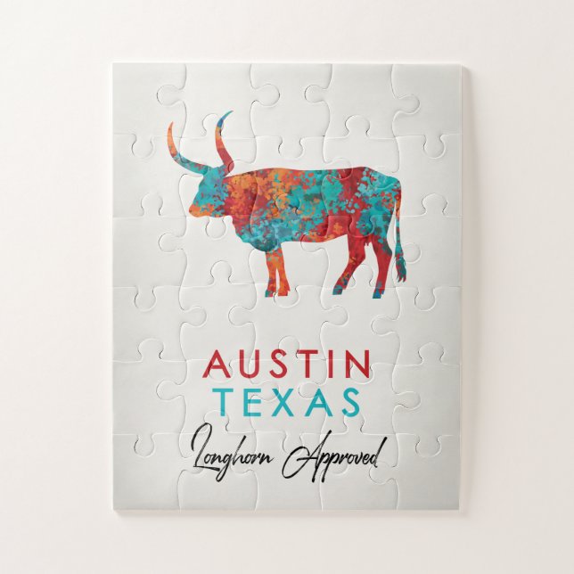 Quebra-cabeça Austin Texas Colorful Longhorn (Vertical)