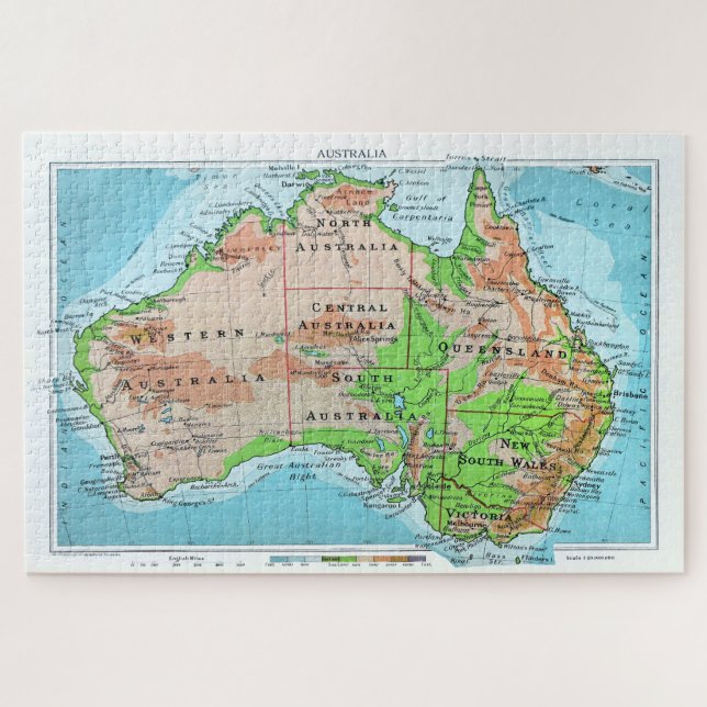 Quebra-cabeça Austrália de Velho. Um mapa restaurado. (Horizontal)