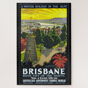 Quebra-cabeça AUSTRÁLIA POSTER DE VIAGENS BRISBANE dos anos 30