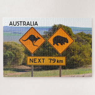 Quebra-cabeça Austrália: Sinais de estrada de canguru e de turv