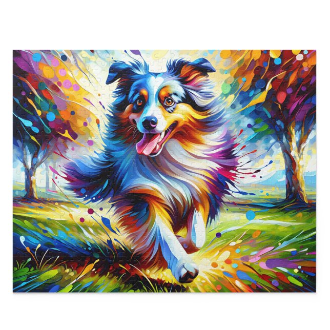 Quebra-cabeça Australian Shepherd: Acrílico Blue Merle Aussie (Australian Shepherd : Acrylic Style Blue Merle Aussie Art)