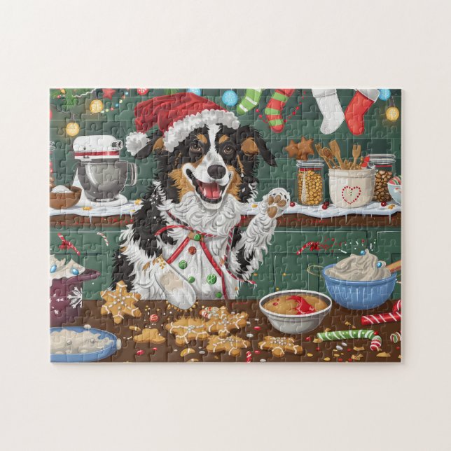 Quebra-cabeça Australian Shepherd Feriado de Confeitaria de Nata (Horizontal)