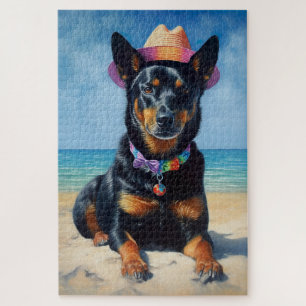Quebra-cabeça australiano Kelpie on Beach, cão amante presente d
