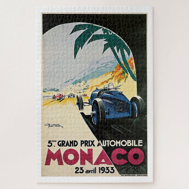 Quebra-cabeça Automóvel Grand Prix Viagens vintage Mônaco (Vertical)