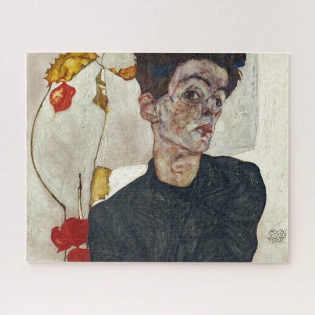 Quebra-cabeça Autorretrato com Physalis | Egon Schiele | (Horizontal)