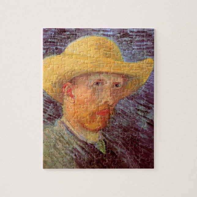 Quebra-cabeça Autorretrato de Vincent van Gogh com chapéu de pal (Vertical)
