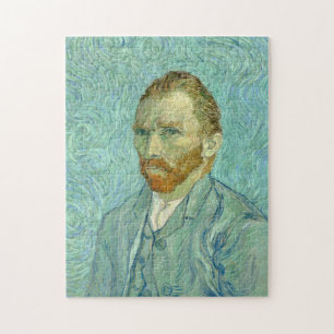 Quebra-cabeça Autorretrato de Vincent Van Gogh com Fundo Azul