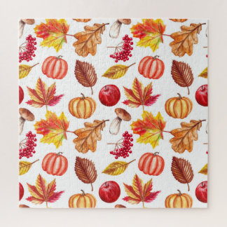 Quebra-cabeça Autumn Botanic Seamless: Elegância Floral.