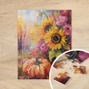 Quebra-cabeça Autumn Floral e Pumpkins