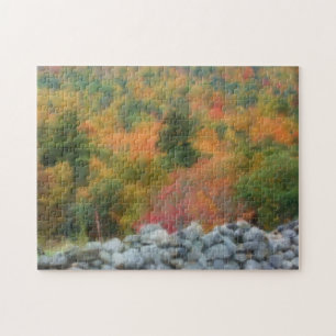 Quebra-cabeça Autumn Foliage Stone Wall Nature Art