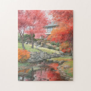 Quebra-cabeça Autumn Japonês Modern Garden Watercolor