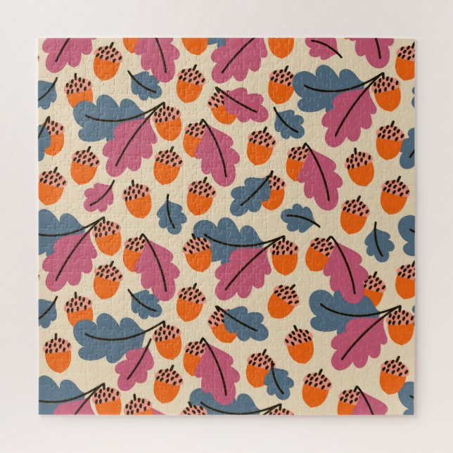 Quebra-cabeça Autumn Oak: Leaves e Acorns Pattern (Vertical)