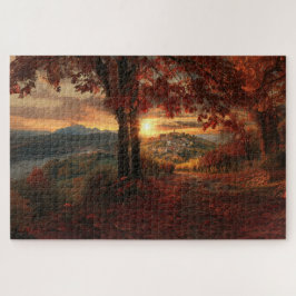 Quebra-cabeça Autumn Path to a Village in Piedmont–Jigsaw Puzzle