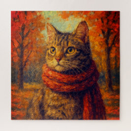 Quebra-cabeça Autumn Whiskers A Cozy Cat in Fall Breeze
