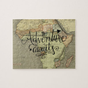 Quebra-cabeça Aventura aguarda o Mapa Mundial da Vintage