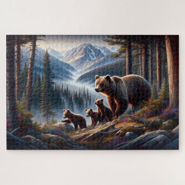 Quebra-cabeça Aventura de Urso e Cubs, Montanha Florestada (Horizontal)