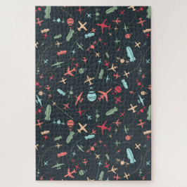 Quebra-cabeça Avião Negro e Padrão de Aviação