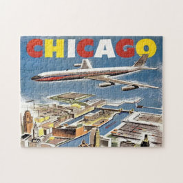 Quebra-cabeça Avião Skyline Vintage Chicago