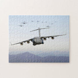 Quebra-cabeça Aviões Globemaster III Voam Sobre Cordilheira Azul