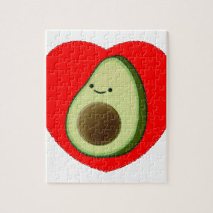 Quebra-cabeça Avocado Bonito No Coração Vermelho
