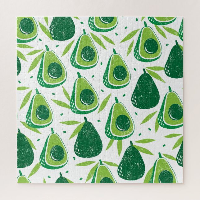 Quebra-cabeça Avocado, selo texturizado, padrão perfeito. (Vertical)