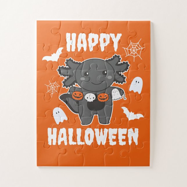 Quebra-cabeça Axolotl Happy Halloween Pumpkin Bat Costume (Vertical)