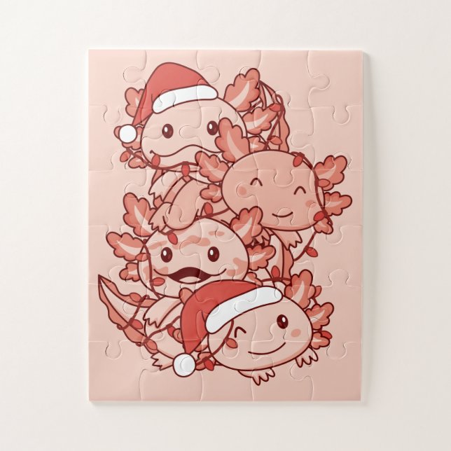 Quebra-cabeça Axolotl Natal Árvore Animais de Natal Axolots (Vertical)
