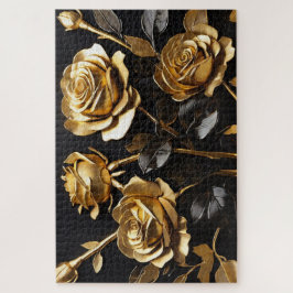Quebra-cabeça Azílico moderno de Rosas Dourados