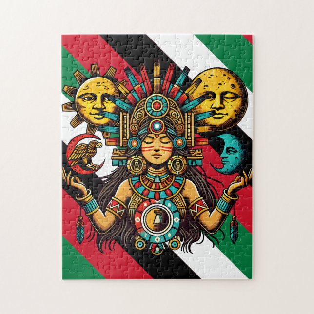 Quebra-cabeça Aztec Índia, princesa moda-sol Arte popular (Vertical)
