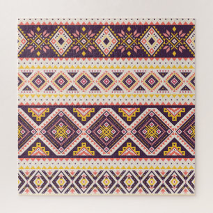 Quebra-cabeça Aztec tribal distribuído, padrão geométrico.