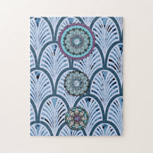 Quebra-cabeça Azul Azul-Azul-Roxo 3 Mandala Personalizado