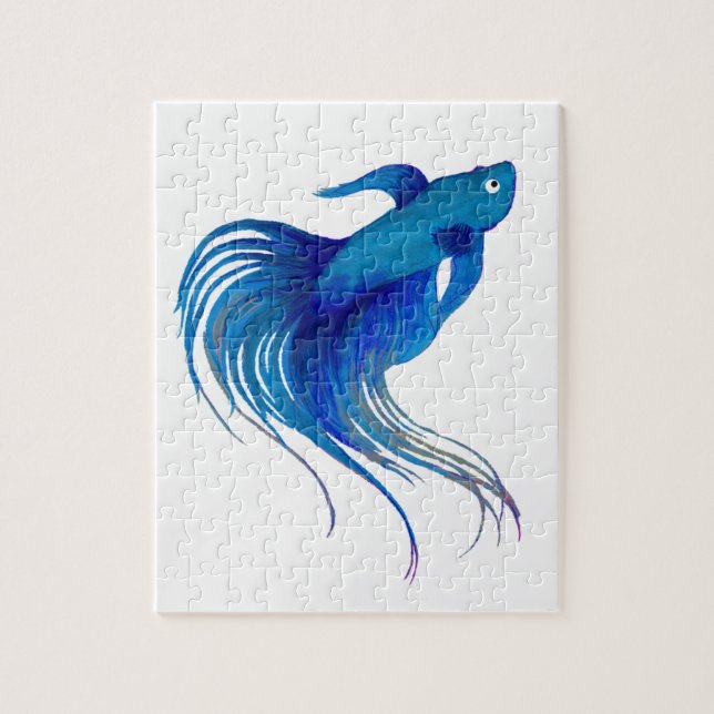 Quebra-cabeça Azul Betta Watercolor (Vertical)
