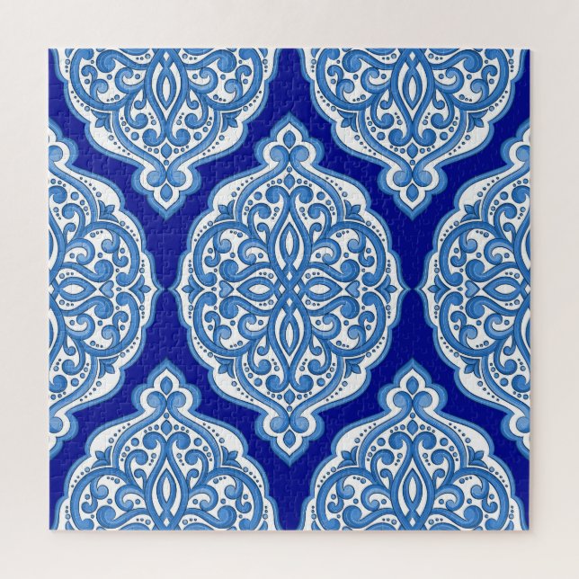 Quebra-cabeça Azul-branco-luxo, ornamento turco. (Vertical)