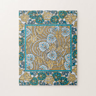 Quebra-cabeça azul ciclame arte nova flor botânica