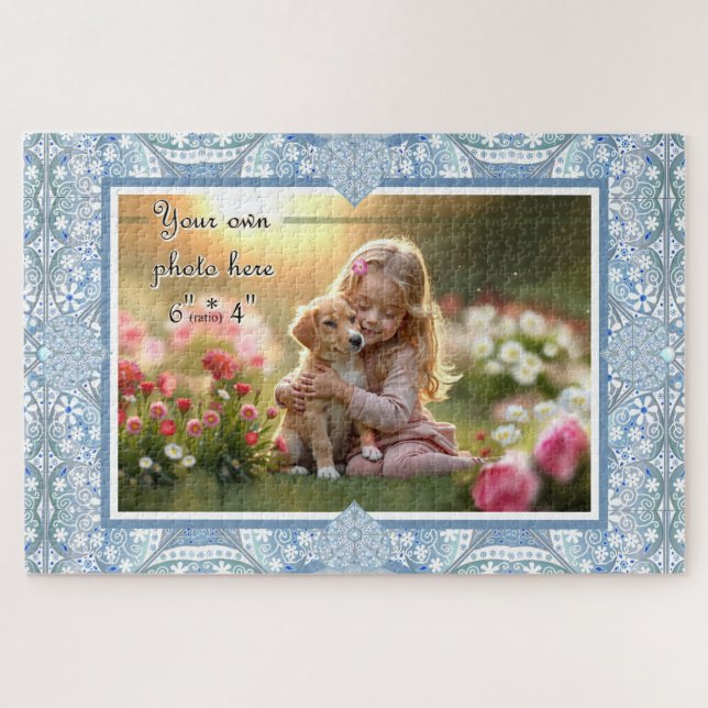 Quebra-cabeça Azul claro-azulado cerâmico (Horizontal)